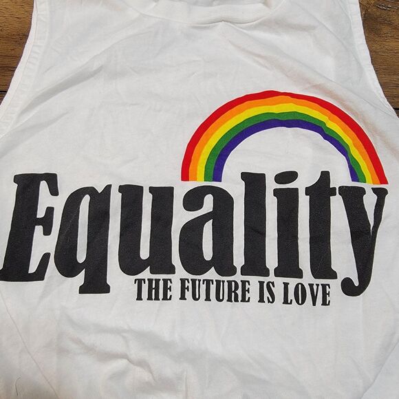 "Equality The Future Is Love" Graphic Sleeveless Top White - Size XS - Picture 2 of 6